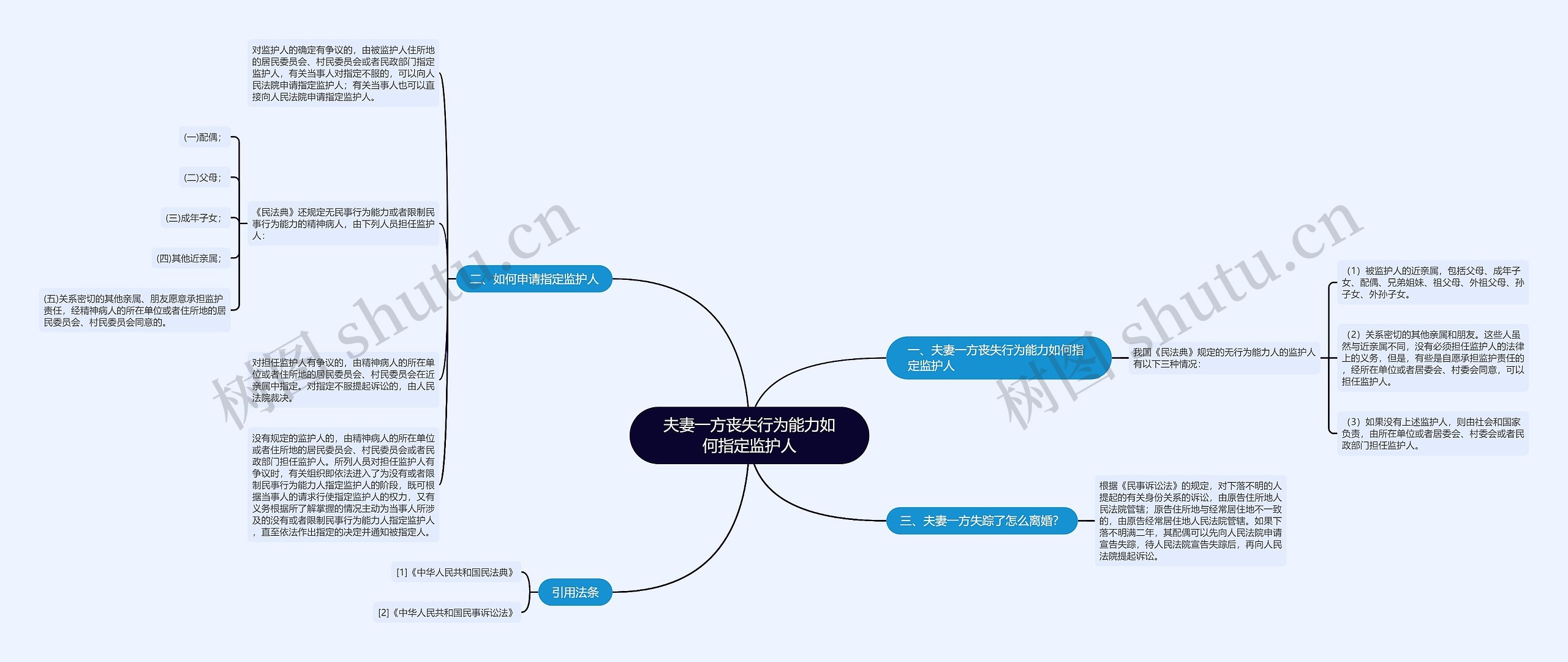 夫妻一方丧失行为能力如何指定监护人思维导图