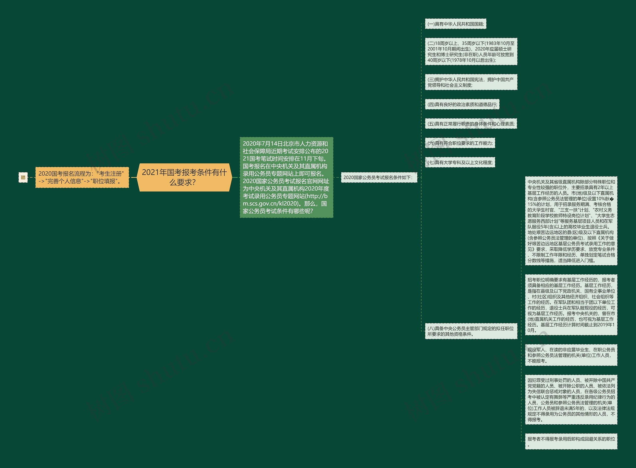 2021年国考报考条件有什么要求？思维导图