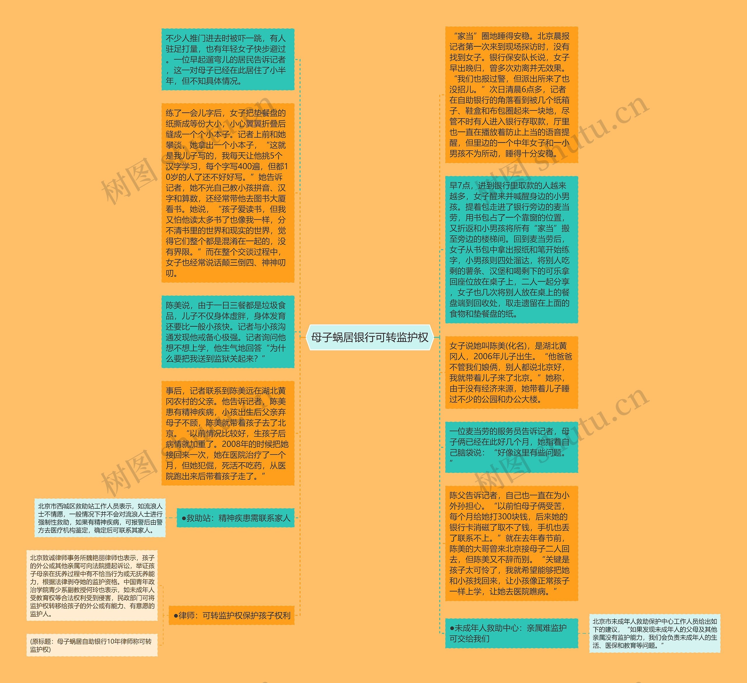 母子蜗居银行可转监护权思维导图