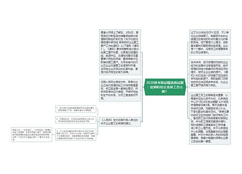 2020省考面试精选面试题：疫情防控企业复工怎么做？