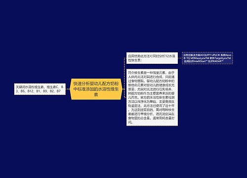 快速分析婴幼儿配方奶粉中标准添加的水溶性维生素