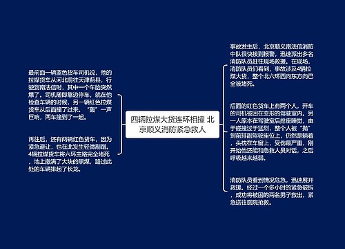 四辆拉煤大货连环相撞 北京顺义消防紧急救人