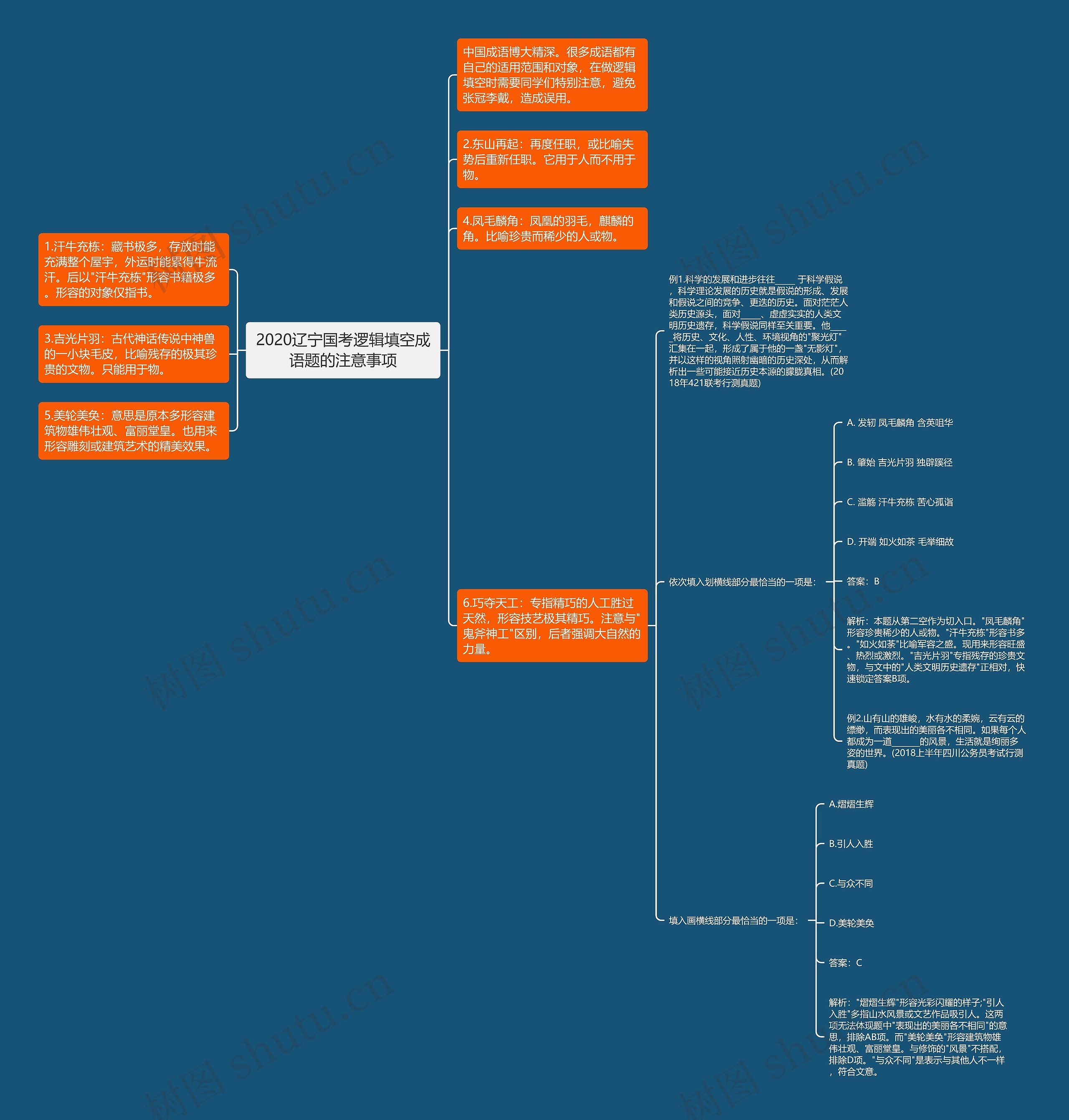 2020辽宁国考逻辑填空成语题的注意事项思维导图