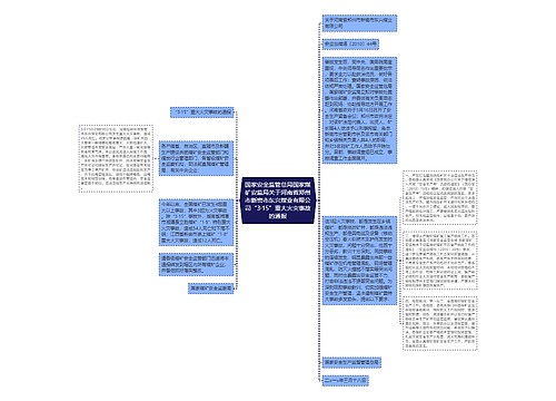 国家安全监管总局国家煤矿安监局关于河南省郑州市新密市东兴煤业有限公司“3·15”重大火灾事故的通报