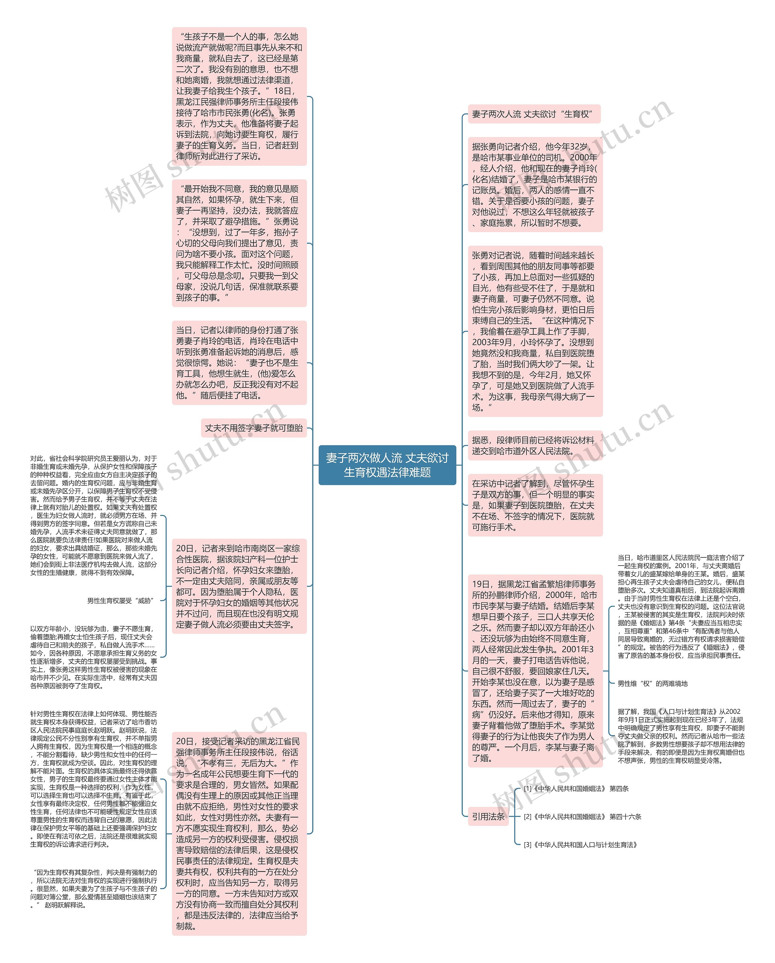 妻子两次做人流 丈夫欲讨生育权遇法律难题思维导图