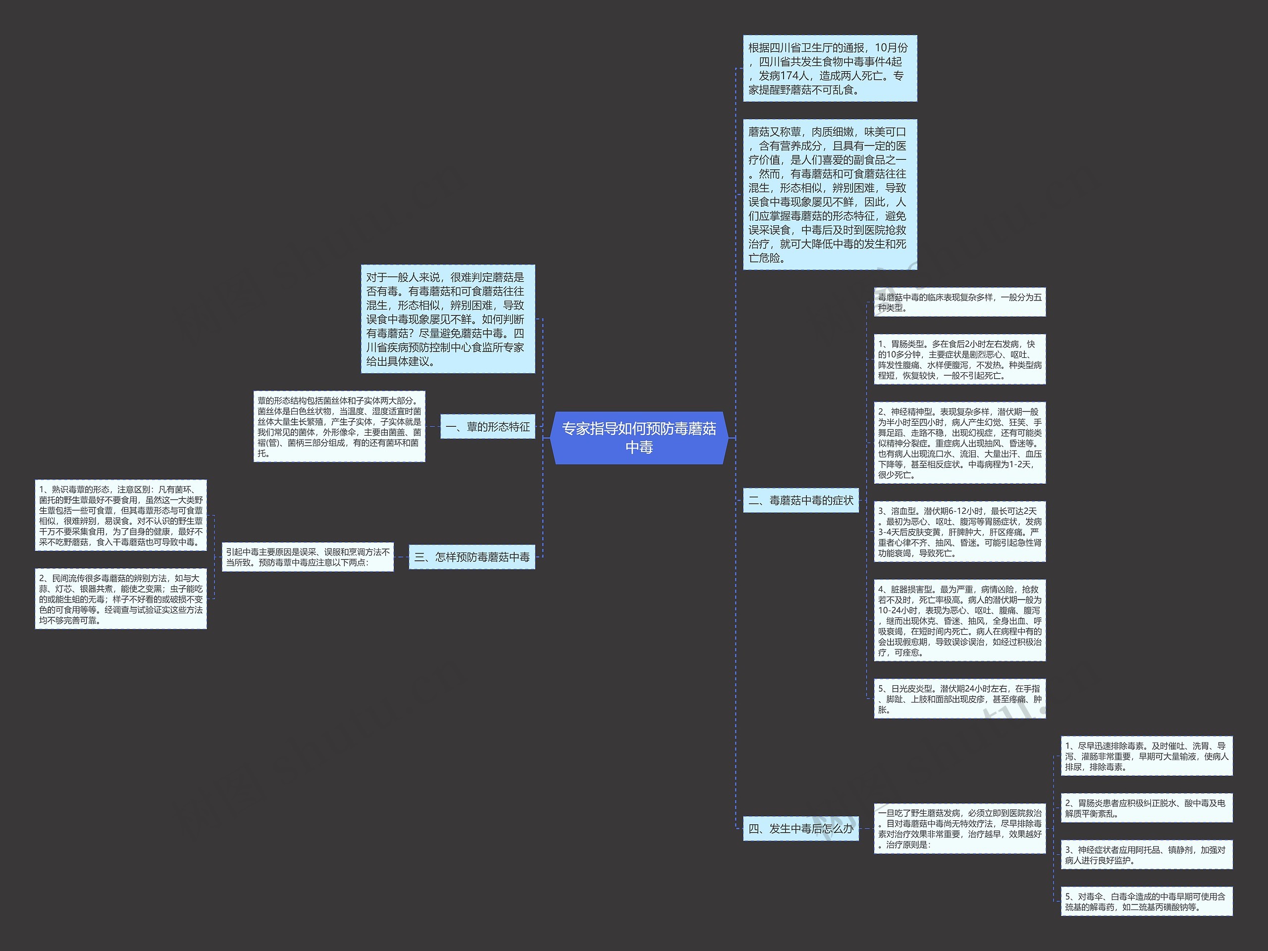 专家指导如何预防毒蘑菇中毒思维导图