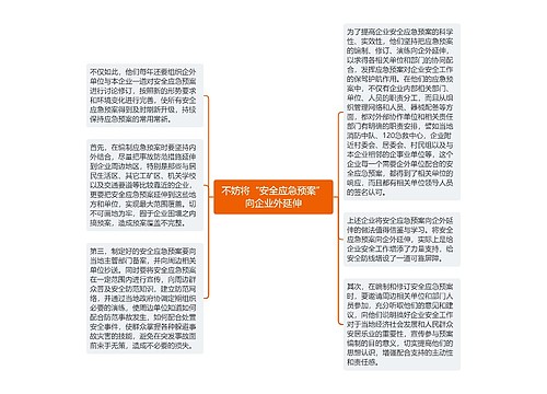 不妨将“安全应急预案”向企业外延伸