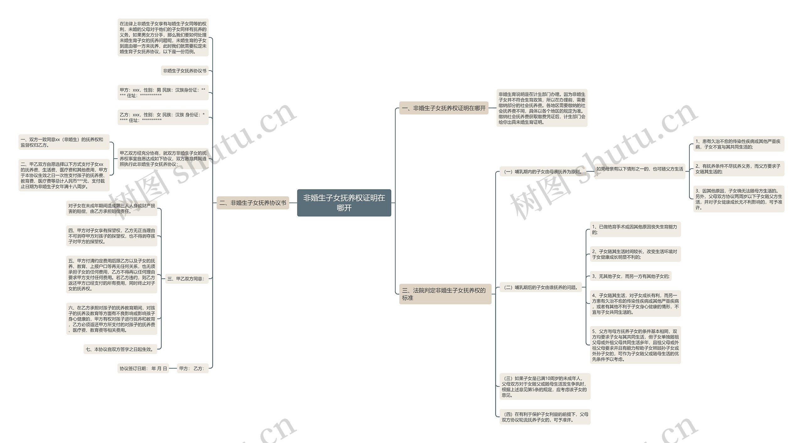 非婚生子女抚养权证明在哪开思维导图