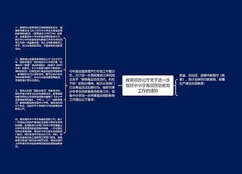 教育部办公厅关于进一步做好中小学毒品预防教育工作的通知