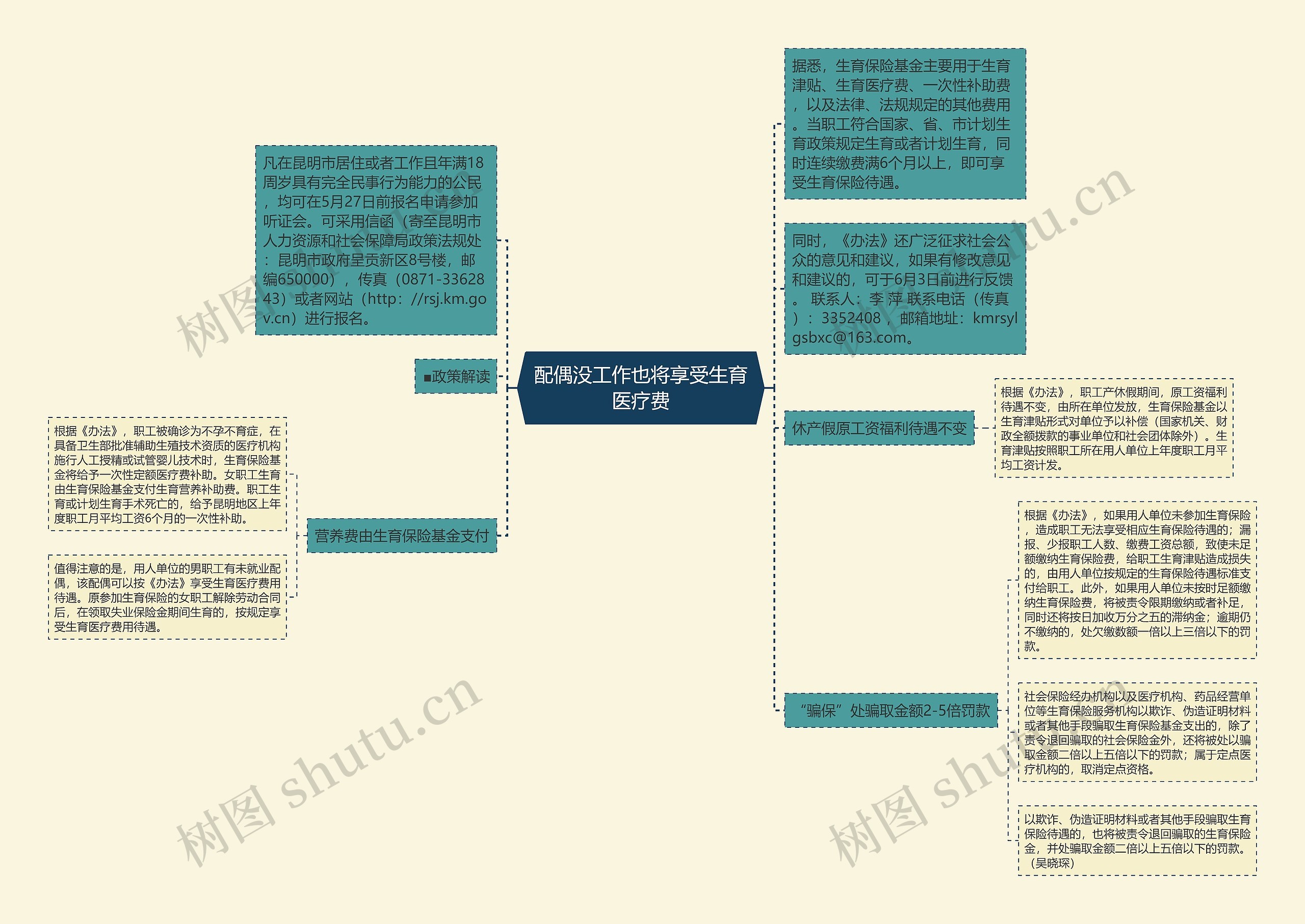 配偶没工作也将享受生育医疗费思维导图