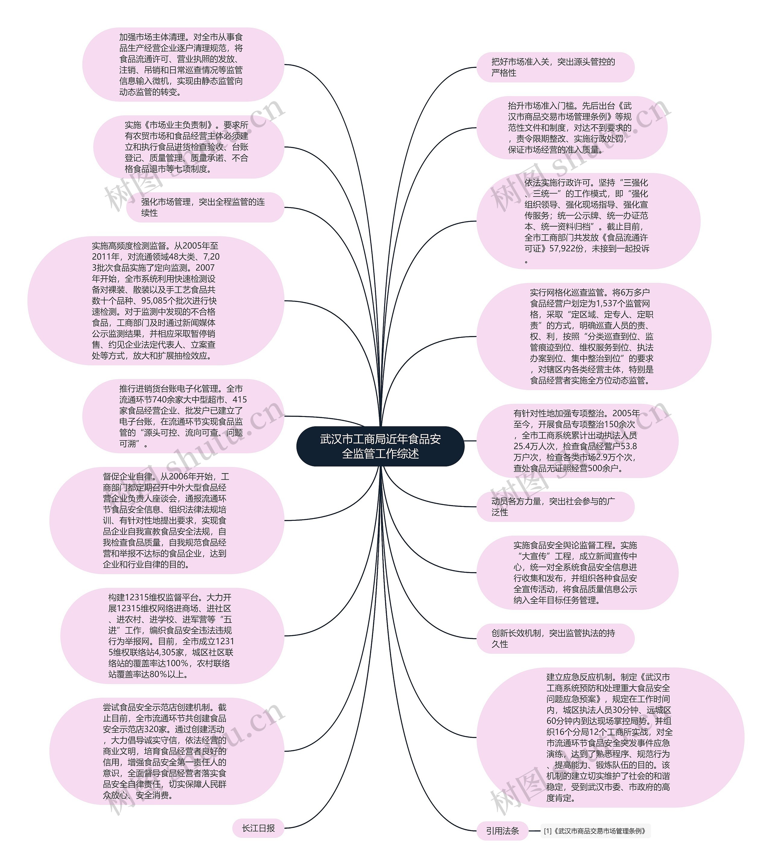 武汉市工商局近年食品安全监管工作综述思维导图