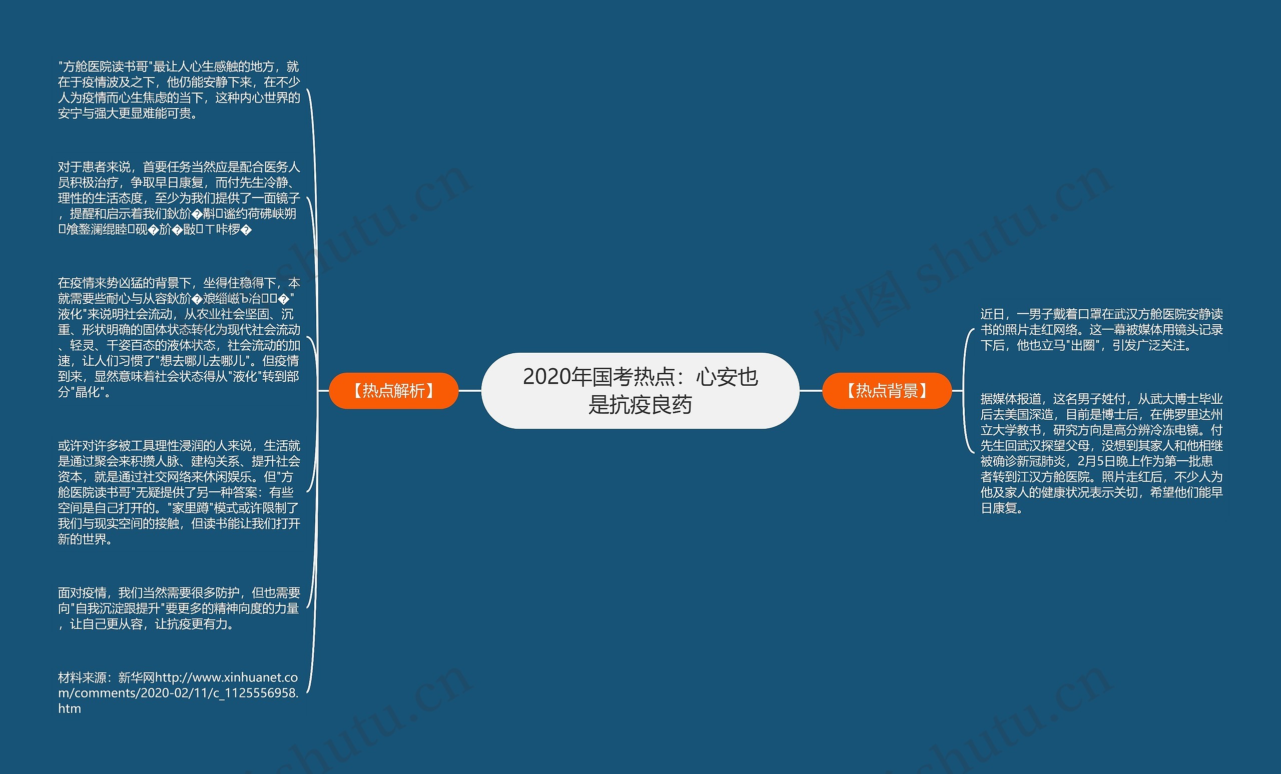 2020年国考热点：心安也是抗疫良药思维导图