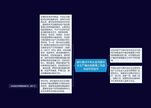 部分重点中央企业汛期安全生产暨应急管理工作座谈会在京召开