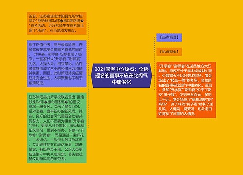 2021国考申论热点：金榜题名的喜事不应在比阔气中庸俗化