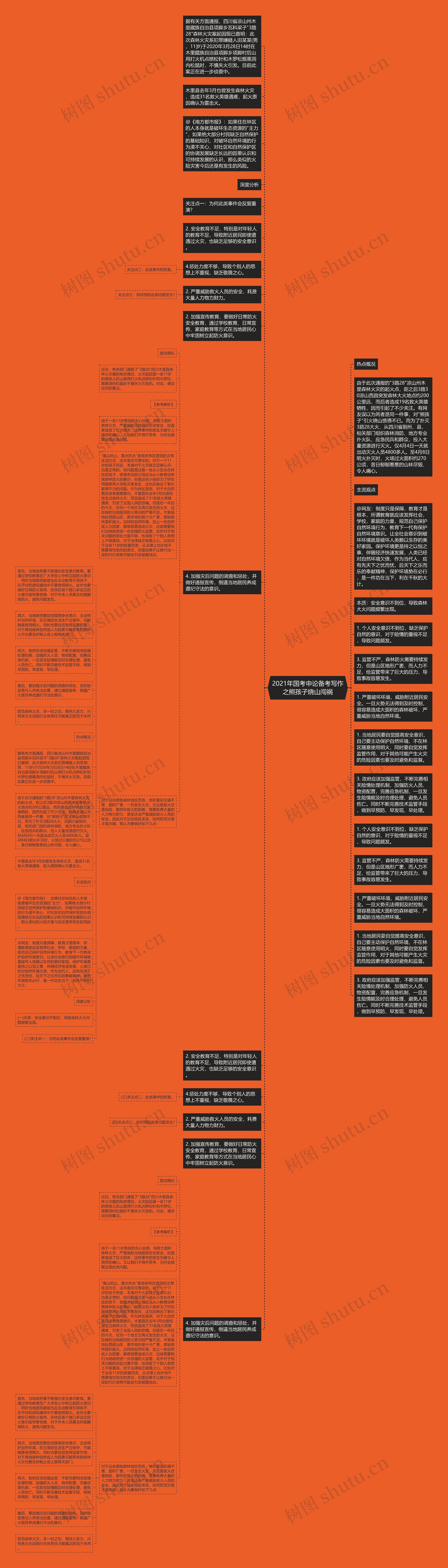 2021年国考申论备考写作之熊孩子烧山闯祸思维导图