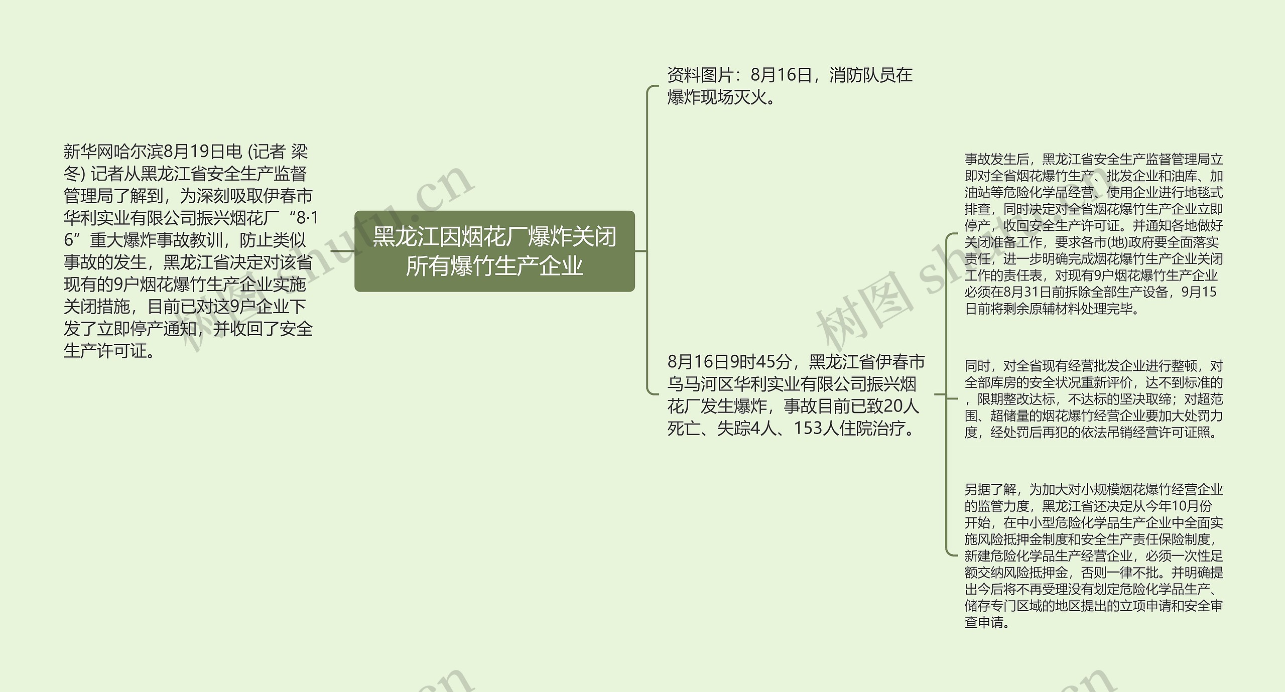 黑龙江因烟花厂爆炸关闭所有爆竹生产企业思维导图