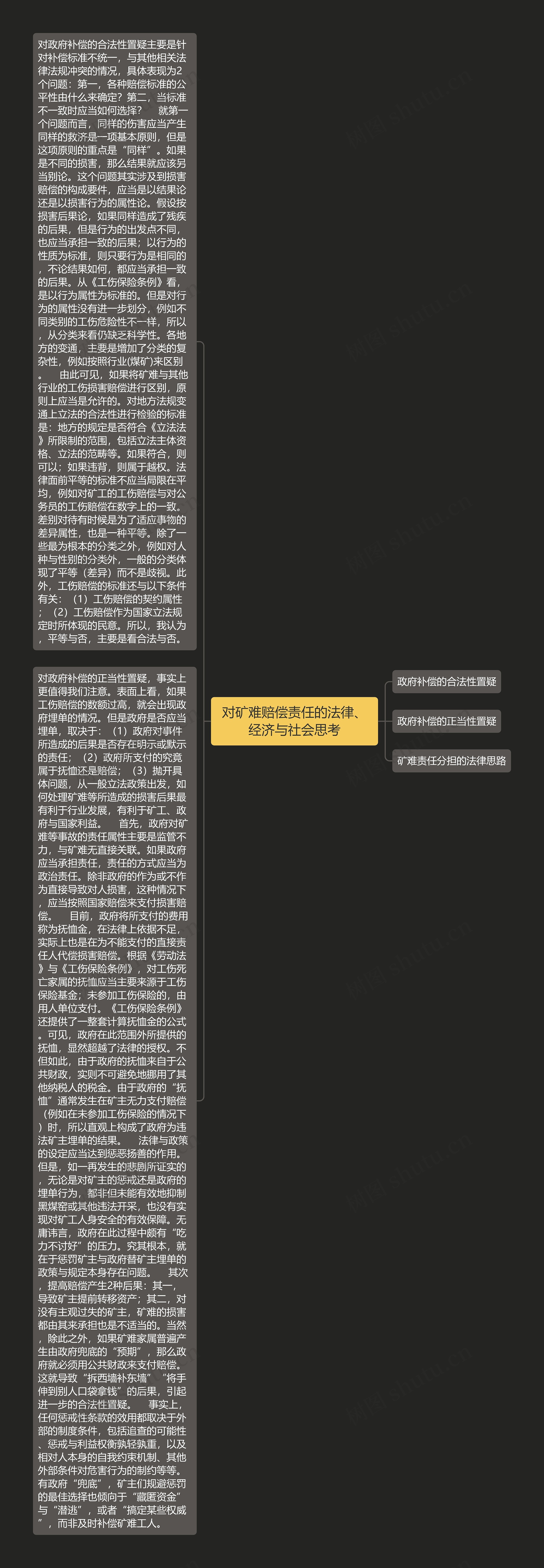 对矿难赔偿责任的法律、经济与社会思考思维导图