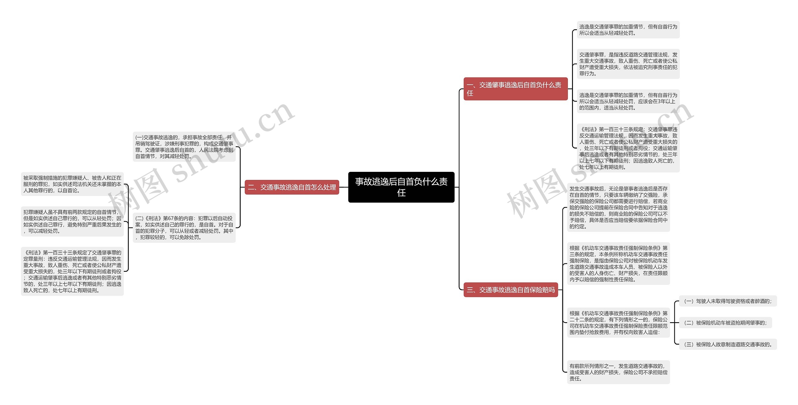 事故逃逸后自首负什么责任思维导图