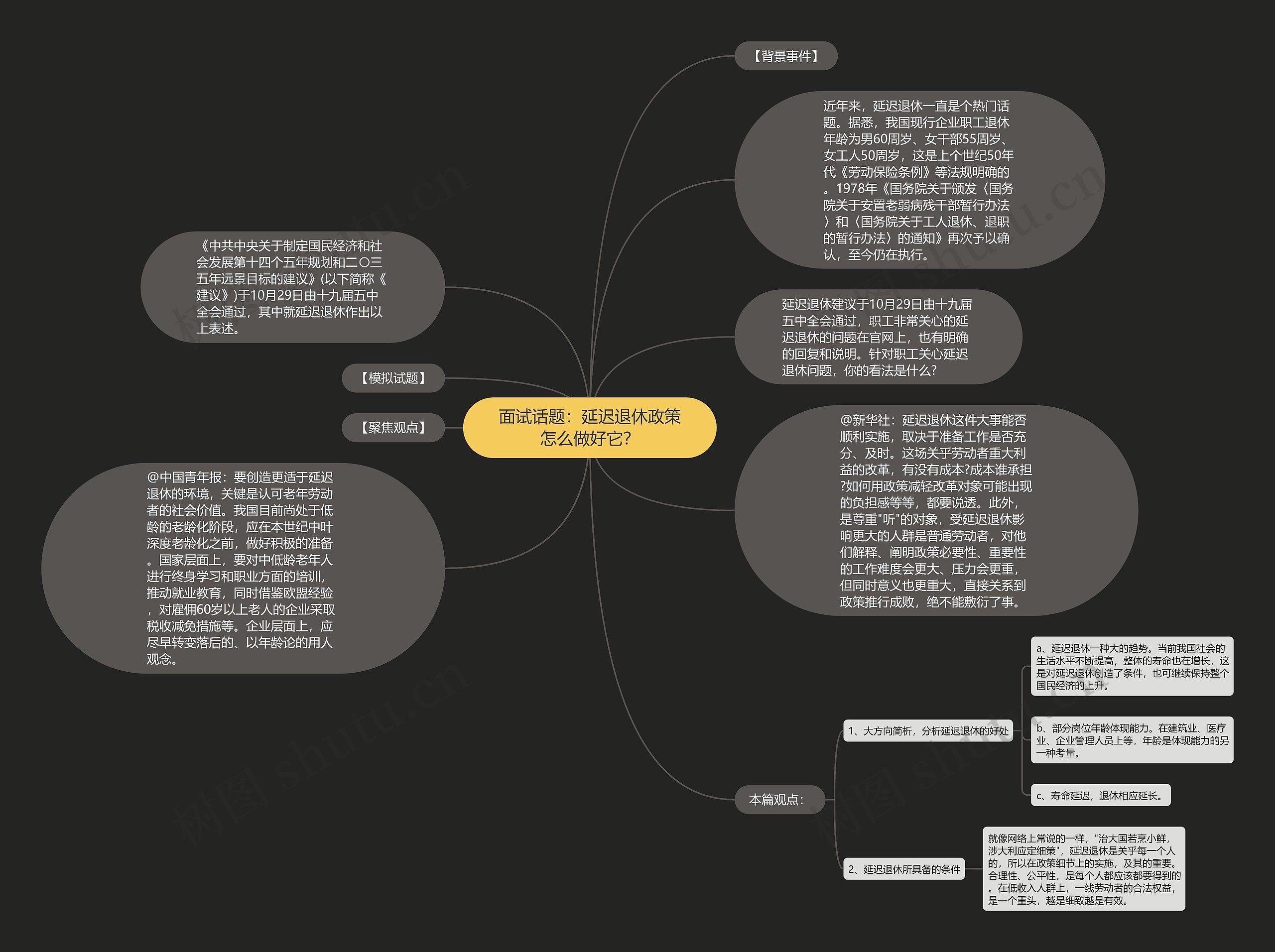 面试话题：延迟退休政策怎么做好它？思维导图