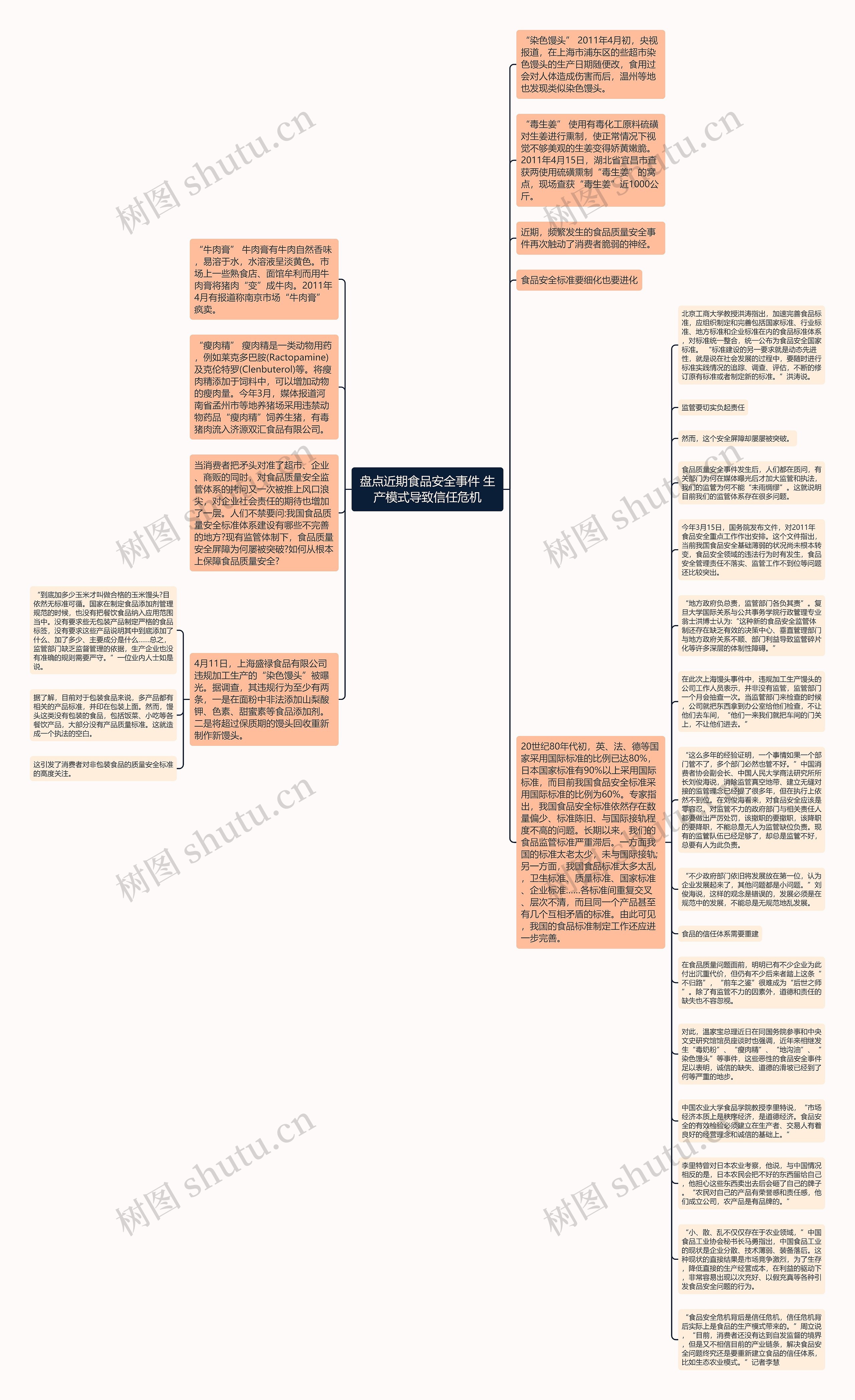 盘点近期食品安全事件 生产模式导致信任危机思维导图