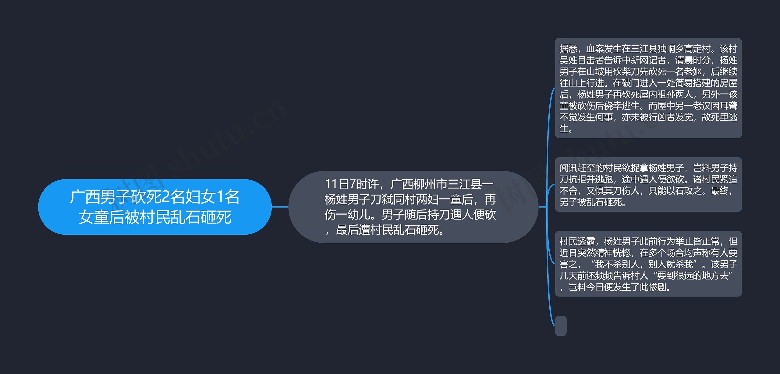 广西男子砍死2名妇女1名女童后被村民乱石砸死