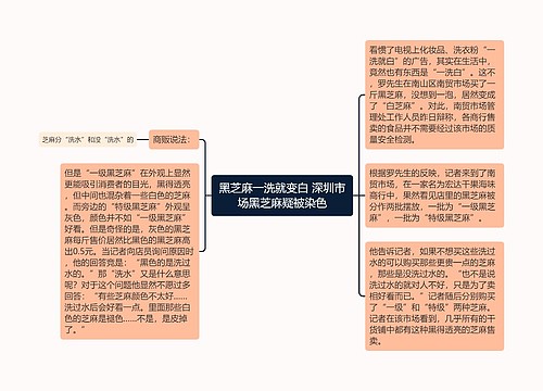 黑芝麻一洗就变白 深圳市场黑芝麻疑被染色