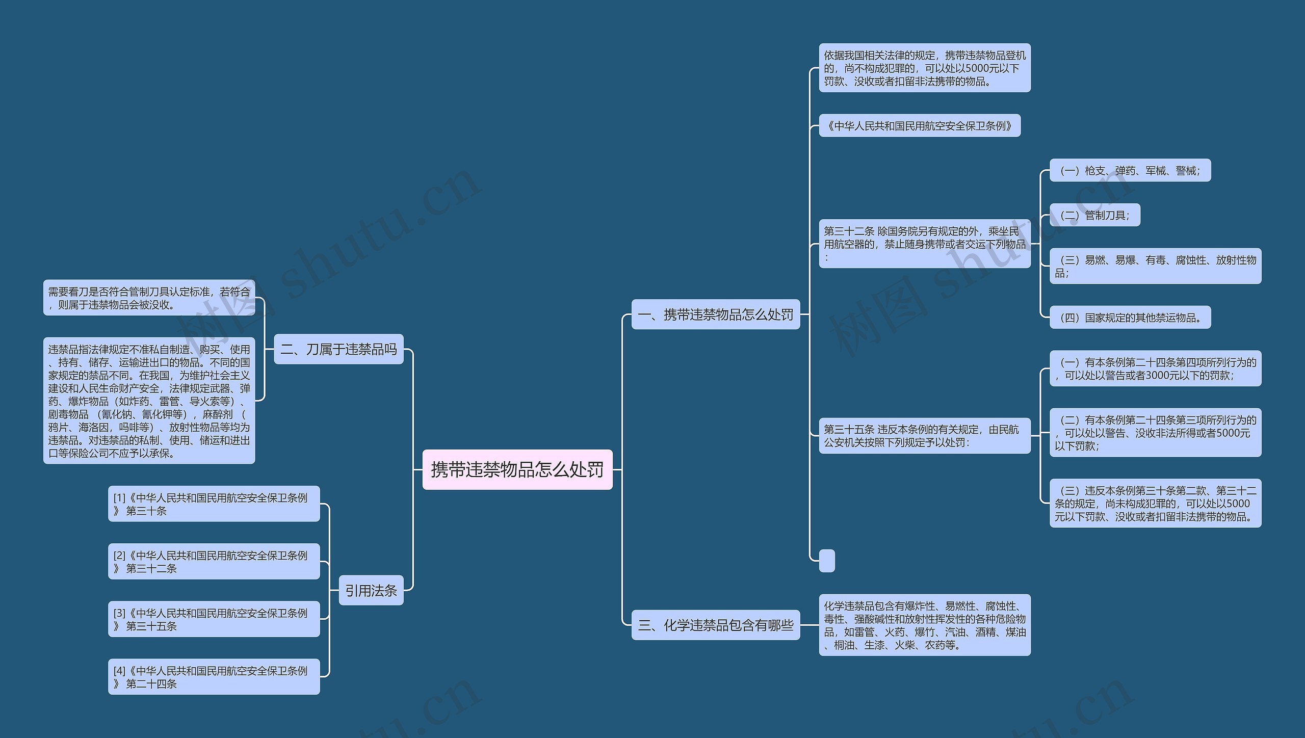 携带违禁物品怎么处罚思维导图