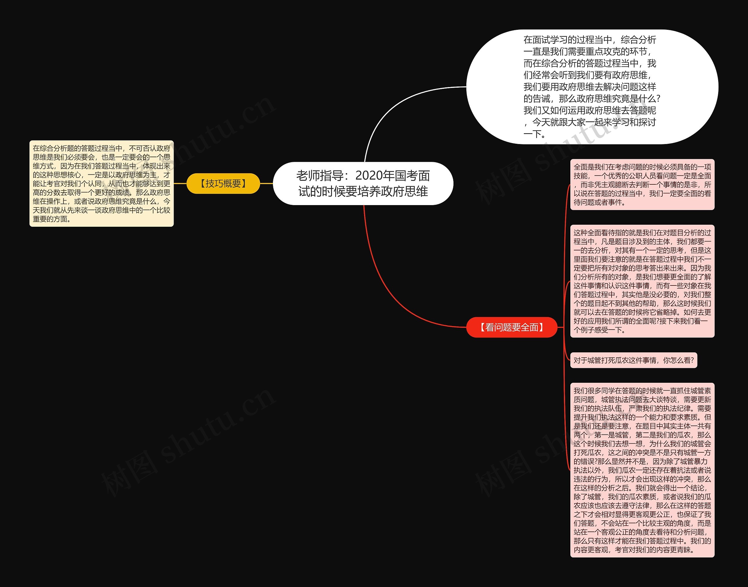 老师指导：2020年国考面试的时候要培养政府思维思维导图