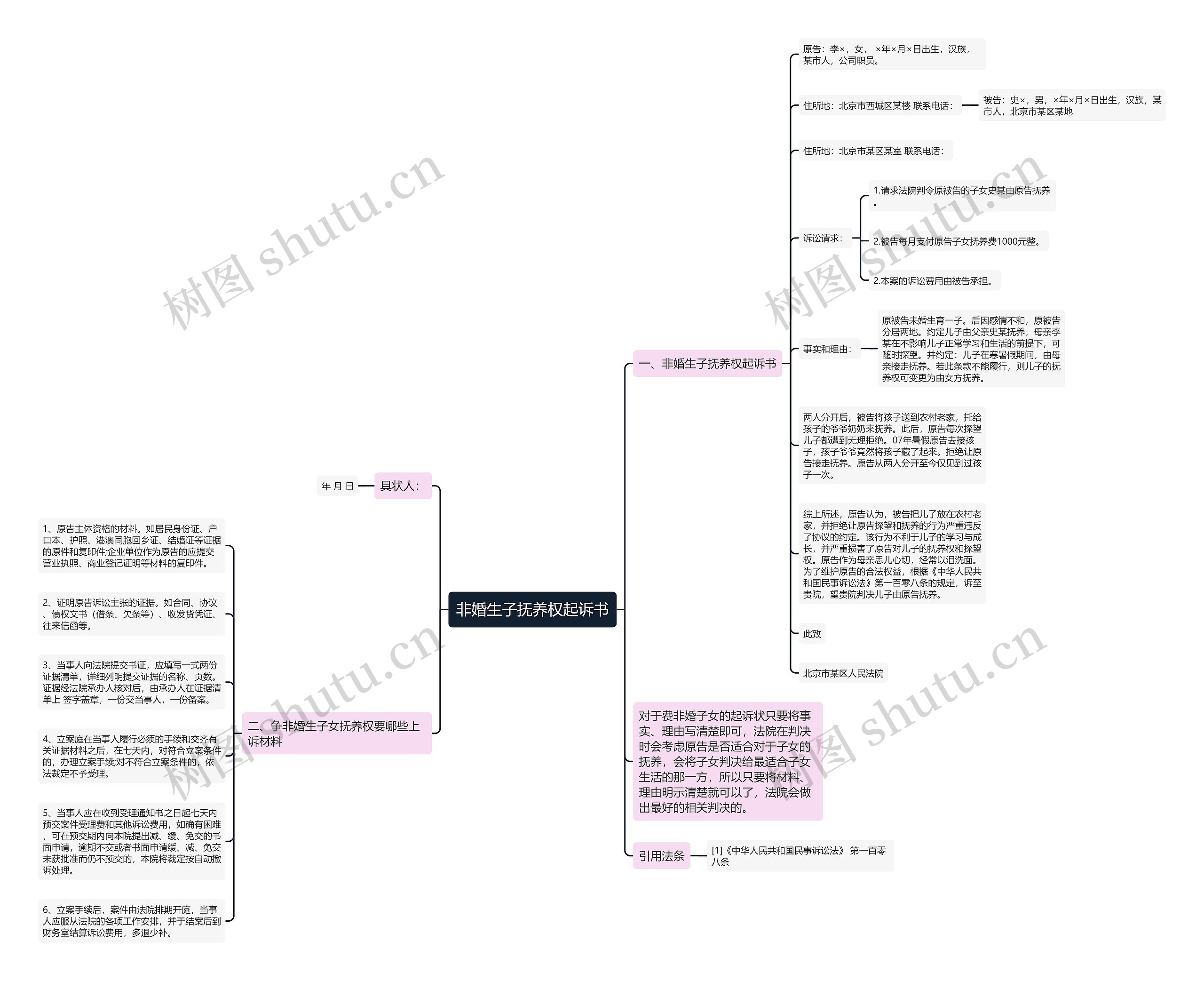 非婚生子抚养权起诉书思维导图