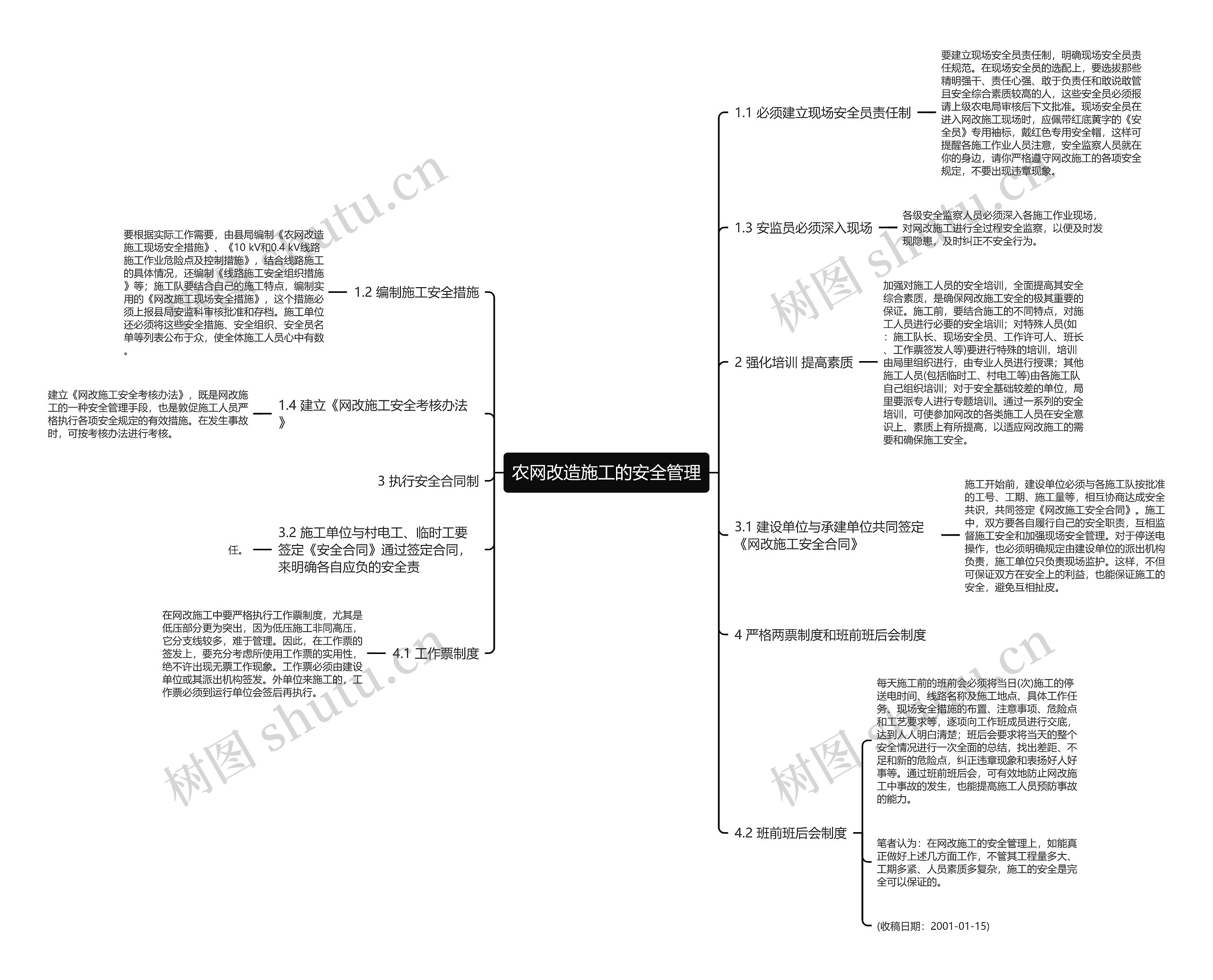 农网改造施工的安全管理思维导图
