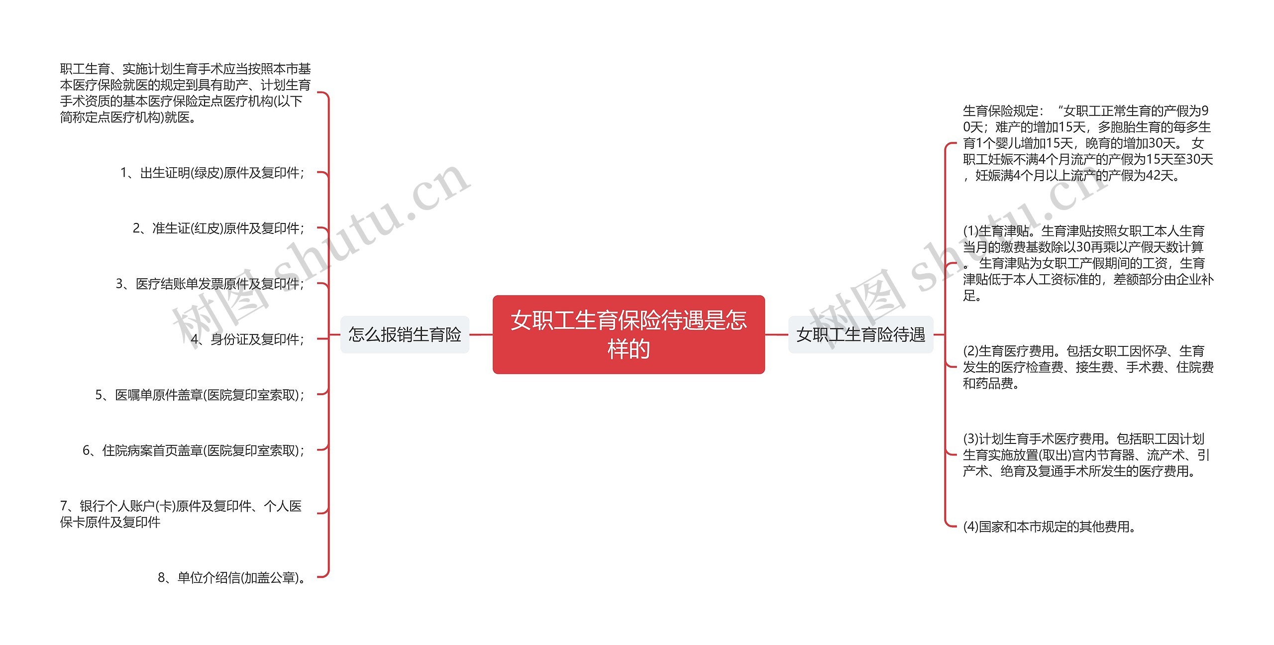 女职工生育保险待遇是怎样的思维导图