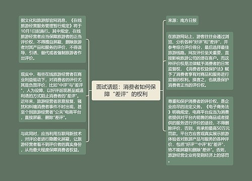 面试话题：消费者如何保障“差评”的权利