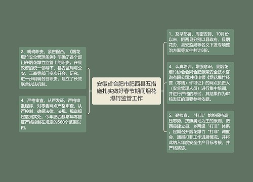 安徽省合肥市肥西县五措施扎实做好春节期间烟花爆竹监管工作