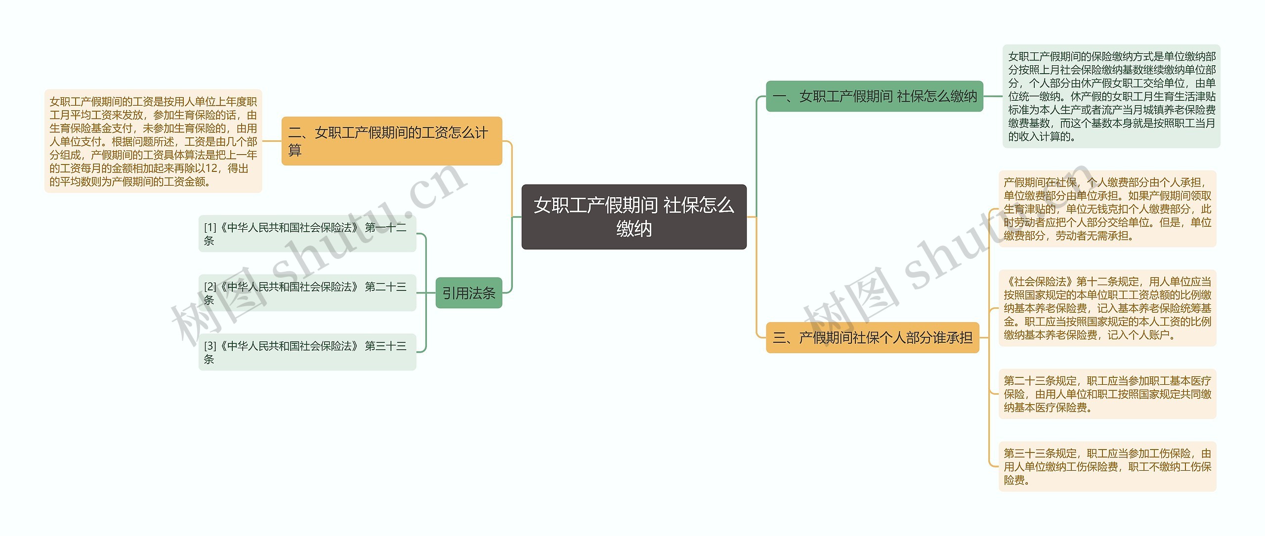 女职工产假期间 社保怎么缴纳思维导图