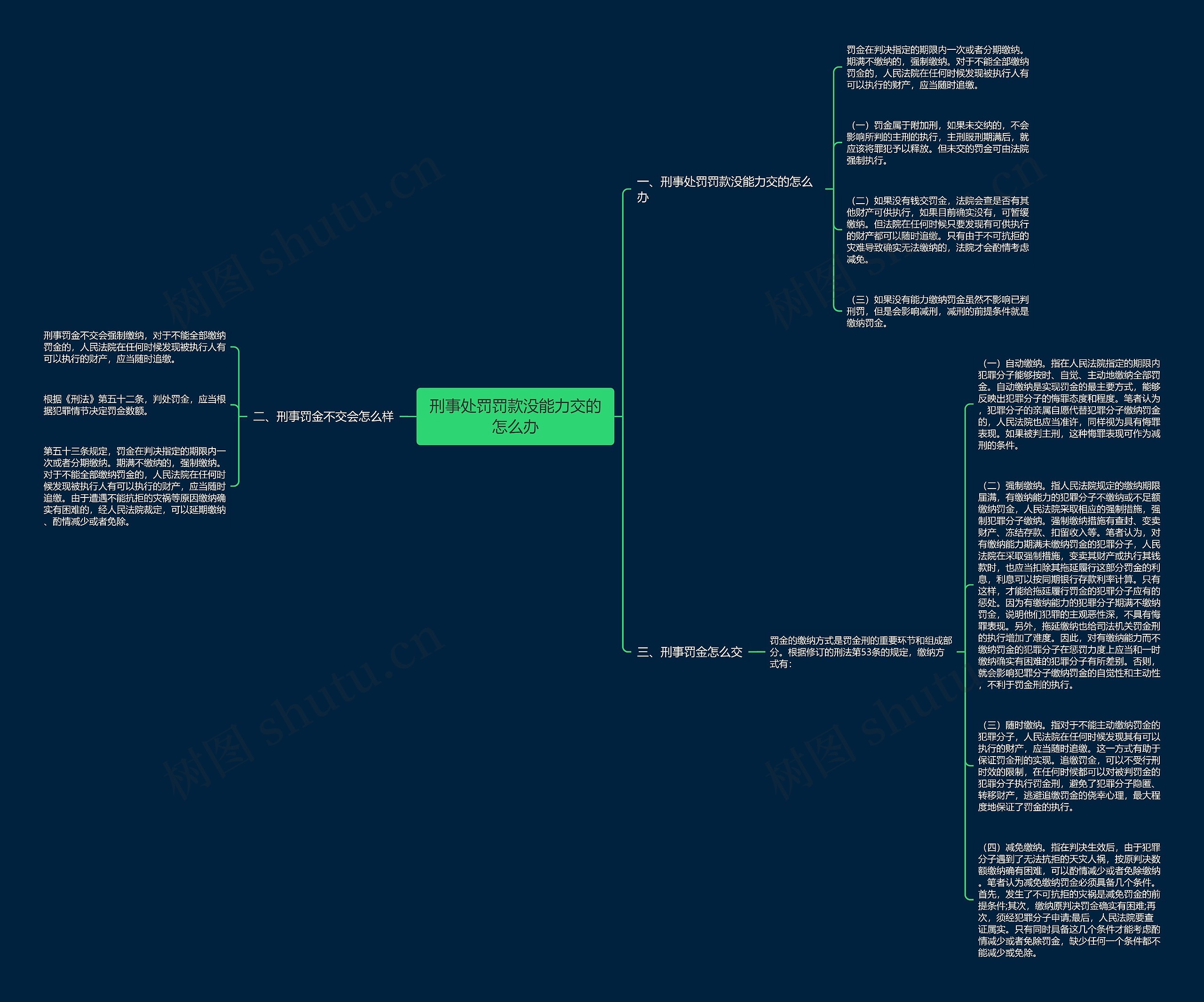 刑事处罚罚款没能力交的怎么办思维导图