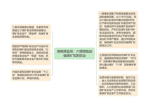 湖南煤监局：六项措施加强煤矿瓦斯防治