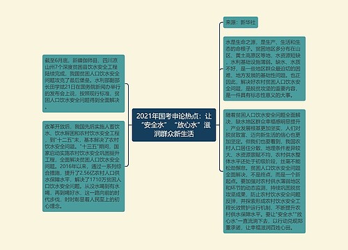 2021年国考申论热点：让“安全水”“放心水”滋润群众新生活