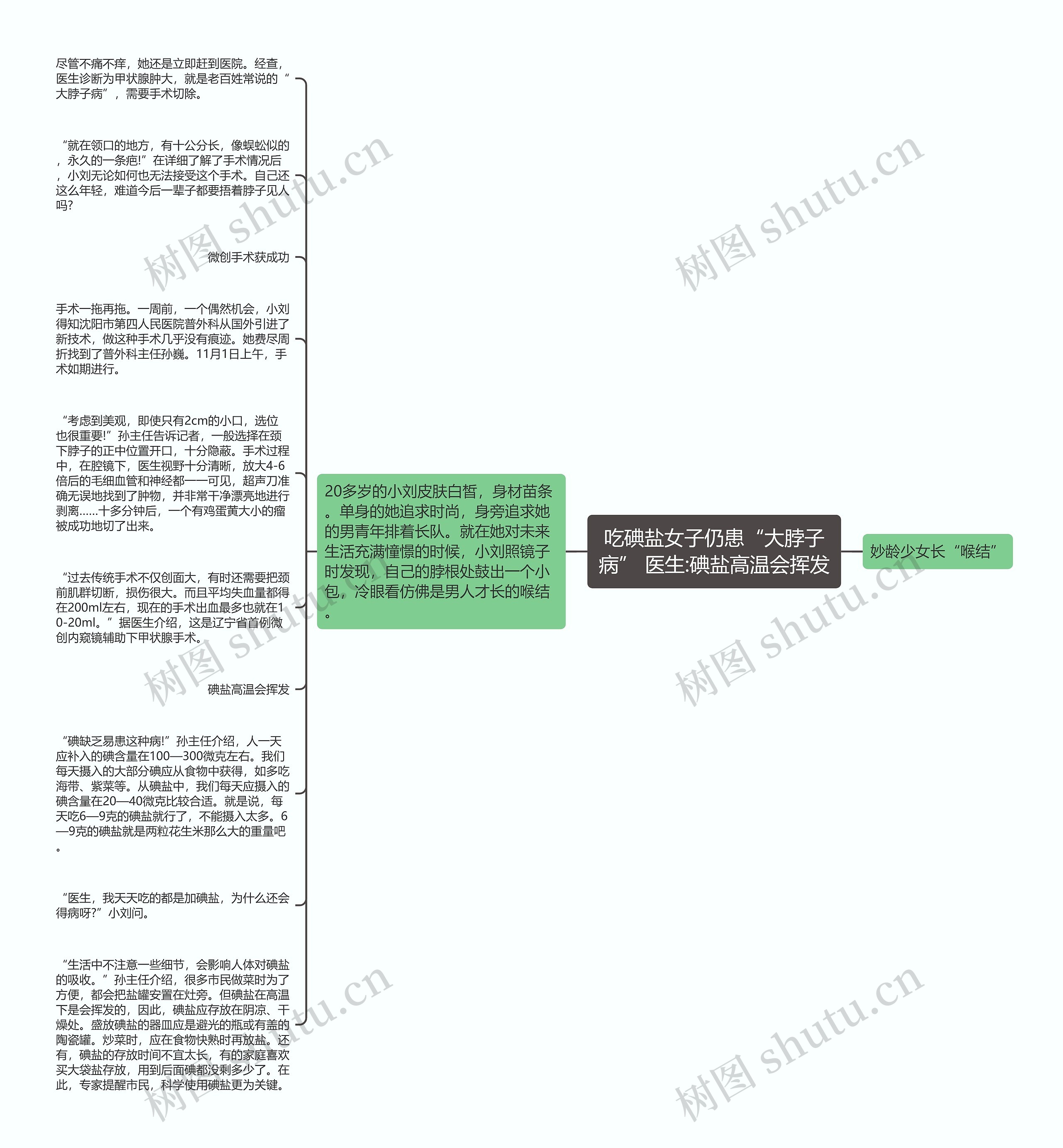 吃碘盐女子仍患“大脖子病” 医生:碘盐高温会挥发思维导图