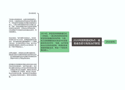 2020年国考面试热点：痊愈者血浆可有效治疗新冠