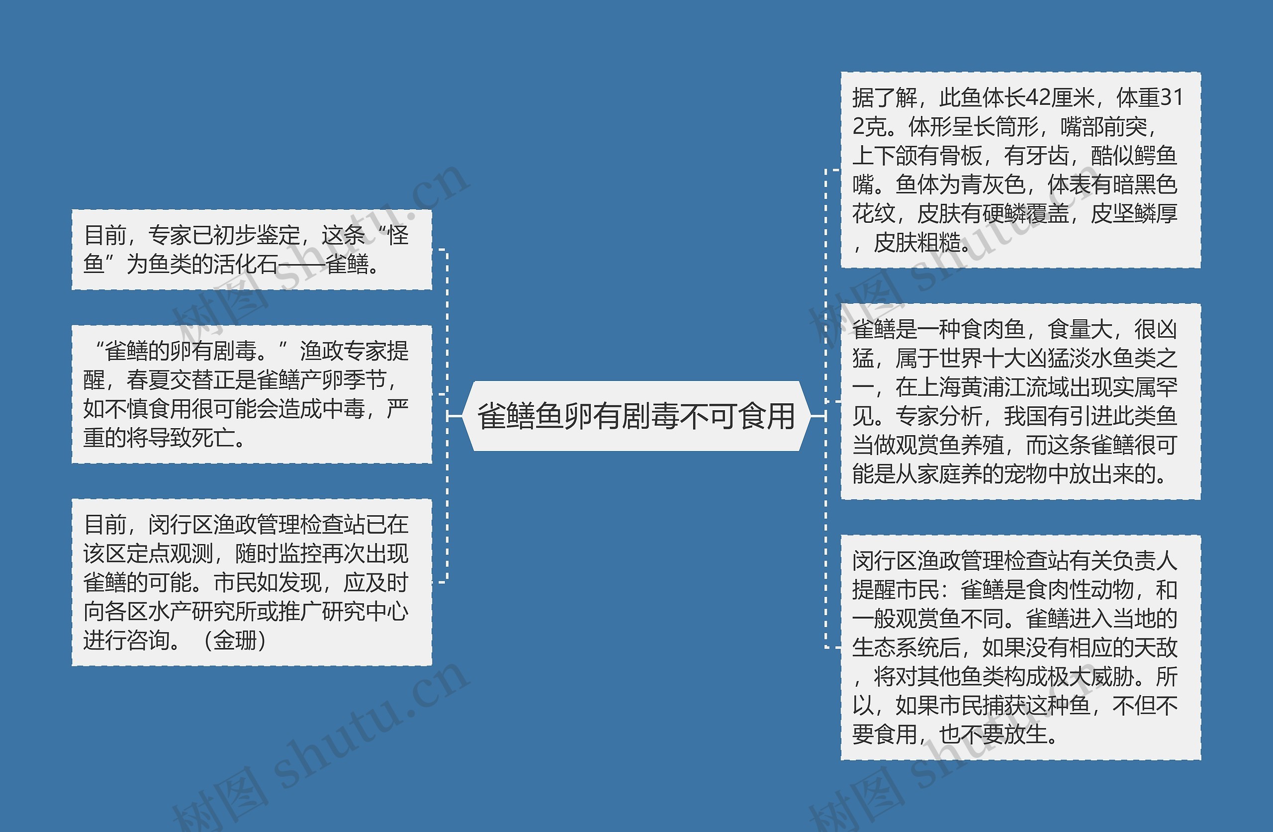 雀鳝鱼卵有剧毒不可食用思维导图