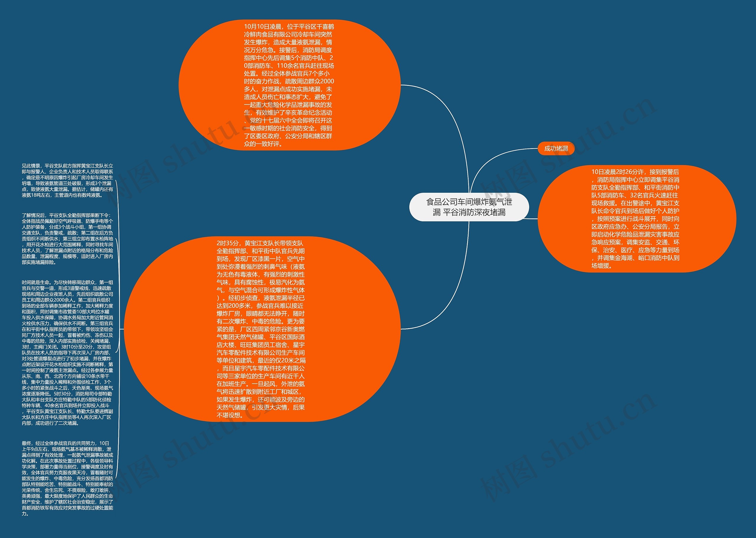 食品公司车间爆炸氨气泄漏 平谷消防深夜堵漏思维导图