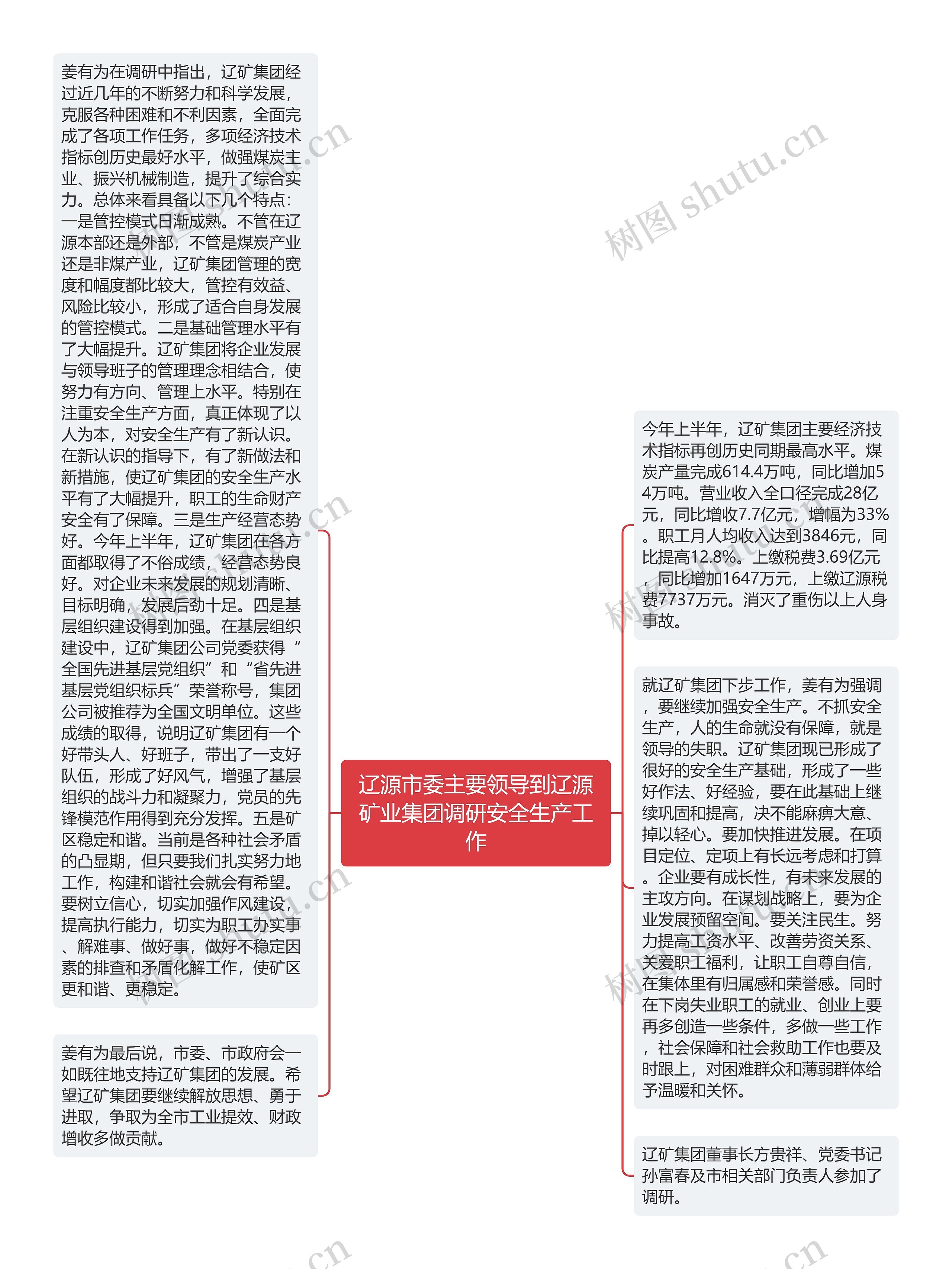 辽源市委主要领导到辽源矿业集团调研安全生产工作思维导图