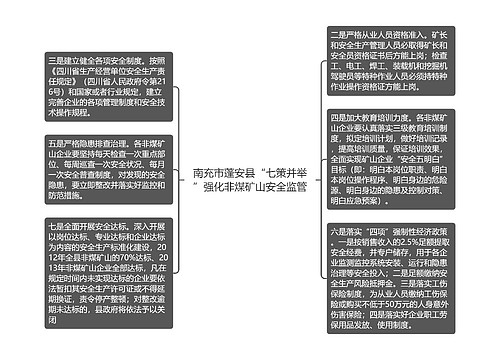 南充市蓬安县“七策并举”强化非煤矿山安全监管