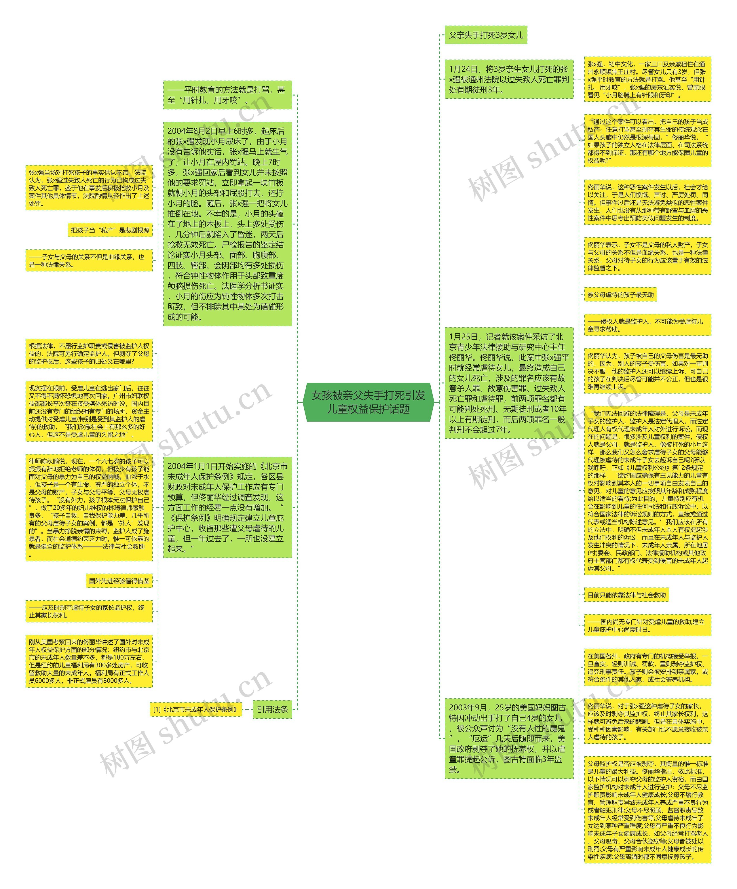 女孩被亲父失手打死引发儿童权益保护话题思维导图