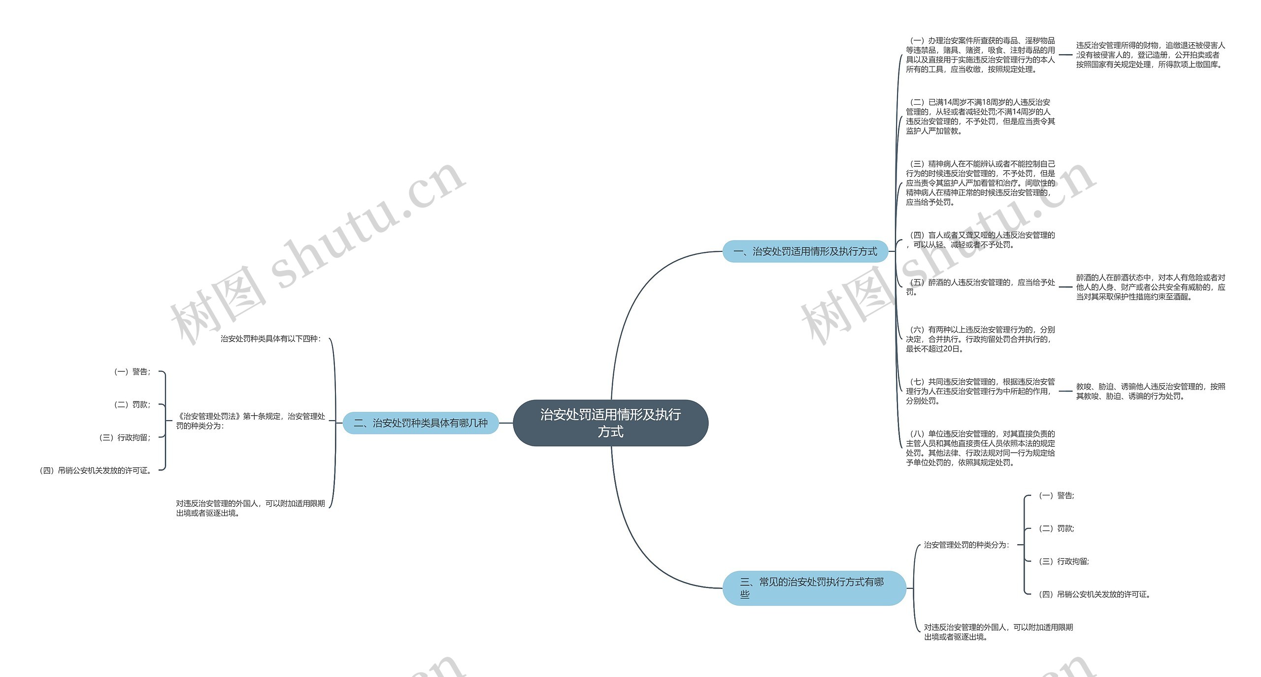 治安处罚适用情形及执行方式思维导图