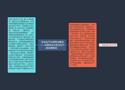   安全生产必须突出重点 ——论高危企业安全生产的法律规范  