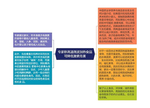 专家称高温微波加热食品可降低激素危害