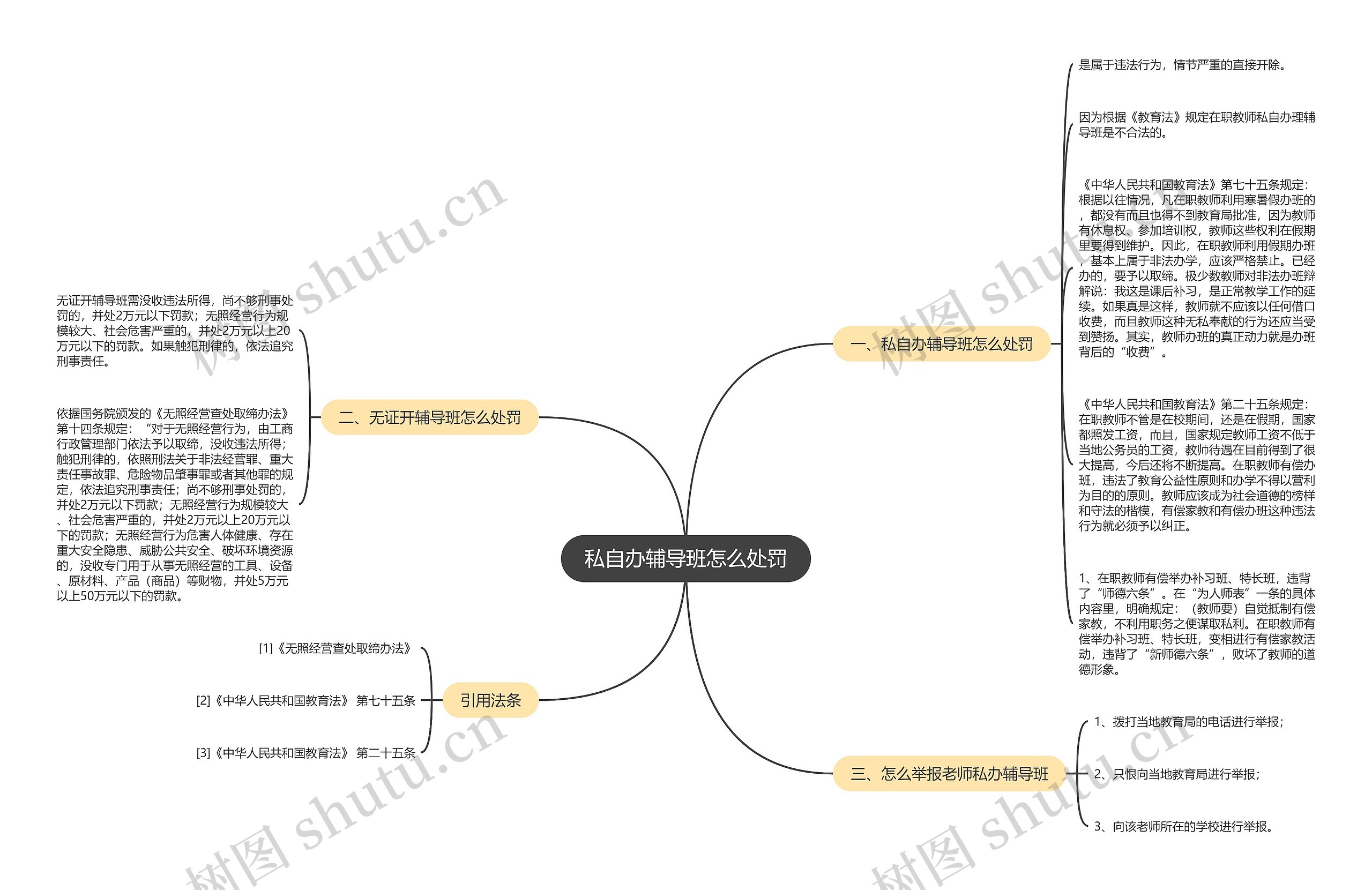私自办辅导班怎么处罚思维导图
