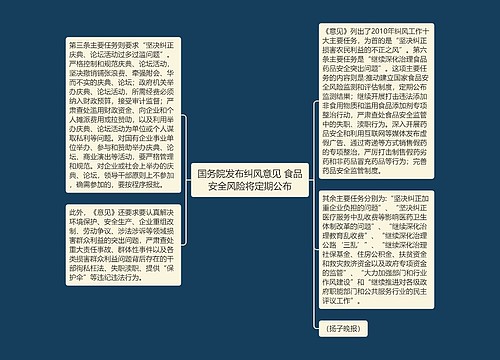 国务院发布纠风意见 食品安全风险将定期公布