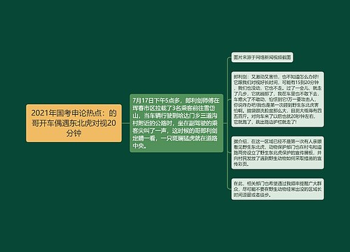 2021年国考申论热点：的哥开车偶遇东北虎对视20分钟